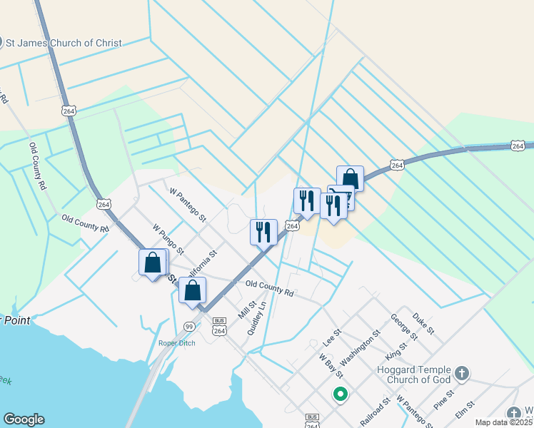 map of restaurants, bars, coffee shops, grocery stores, and more near 737 Cedar Village in Belhaven