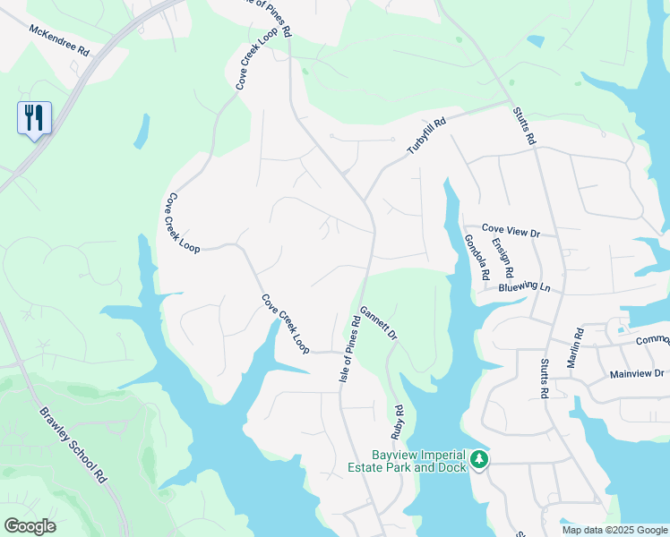 map of restaurants, bars, coffee shops, grocery stores, and more near English Ivy Lane in Mooresville