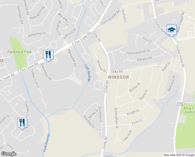 map of restaurants, bars, coffee shops, grocery stores, and more near 4414 Surrey Meadows Drive in Winterville