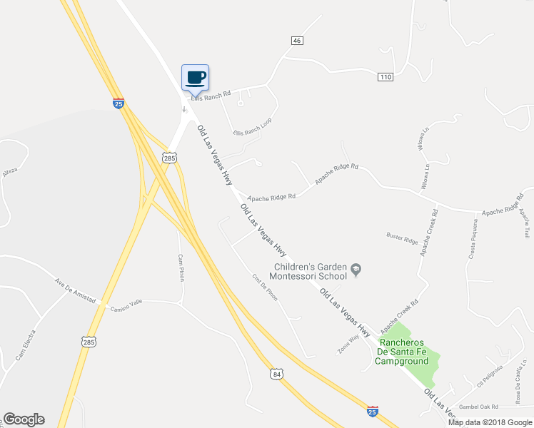 map of restaurants, bars, coffee shops, grocery stores, and more near 12 Apache Ridge Road in Santa Fe