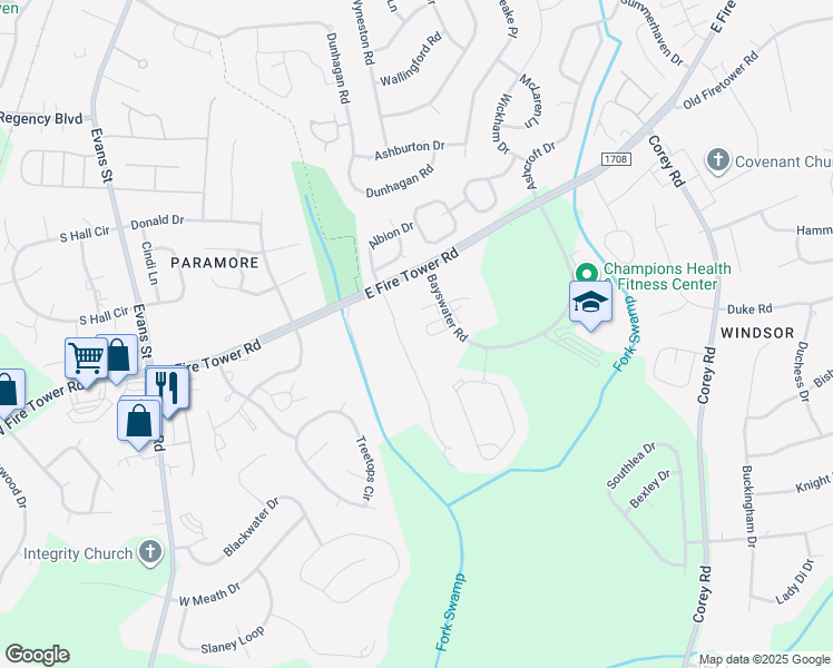 map of restaurants, bars, coffee shops, grocery stores, and more near 4155 Dudleys Grant Drive in Winterville