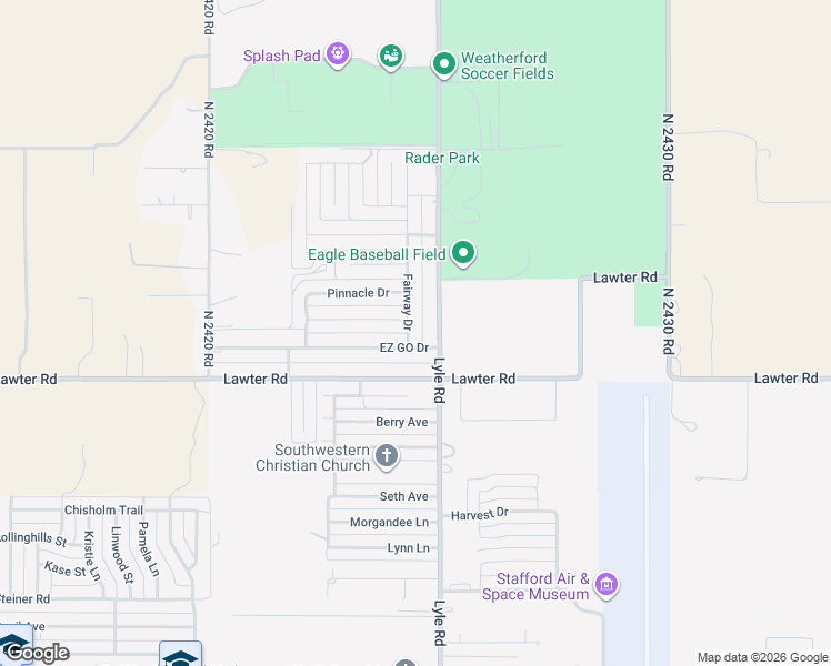 map of restaurants, bars, coffee shops, grocery stores, and more near 3008 Fairway Drive in Weatherford