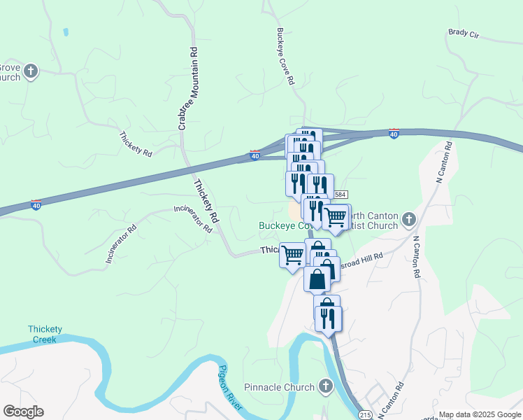 map of restaurants, bars, coffee shops, grocery stores, and more near 69 Dusty Drive in Canton