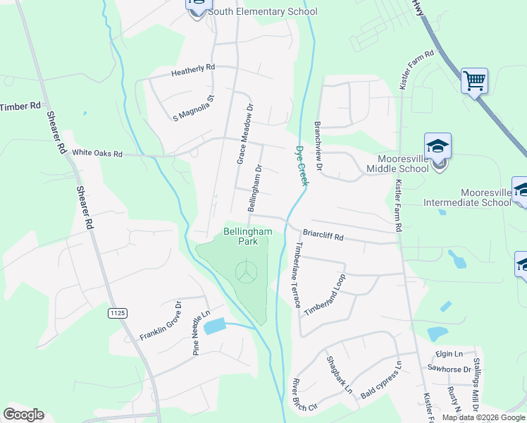 map of restaurants, bars, coffee shops, grocery stores, and more near 914 Briarcliff Road in Mooresville
