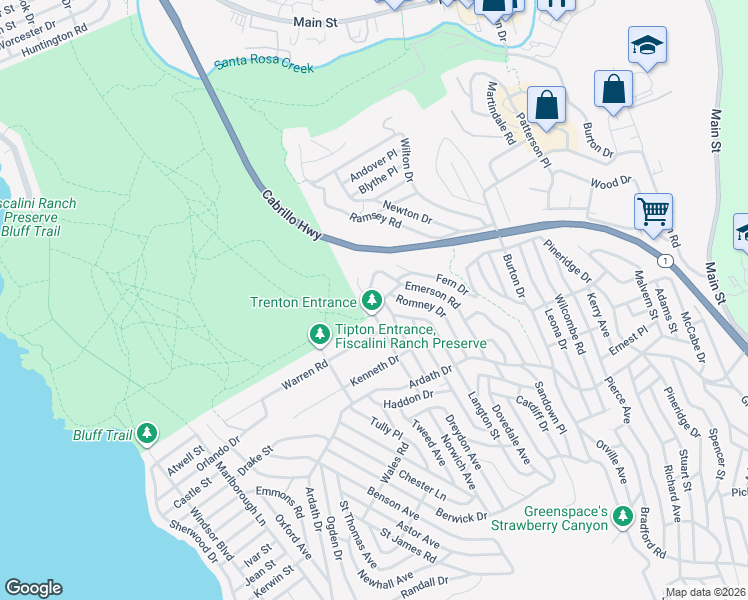 map of restaurants, bars, coffee shops, grocery stores, and more near 2710 Trenton Avenue in Cambria
