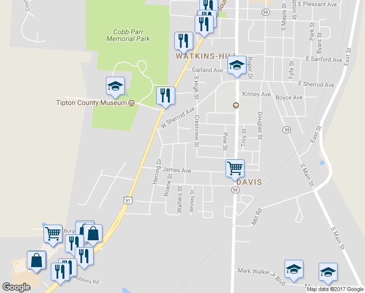 map of restaurants, bars, coffee shops, grocery stores, and more near 1301 Walters Street in Covington