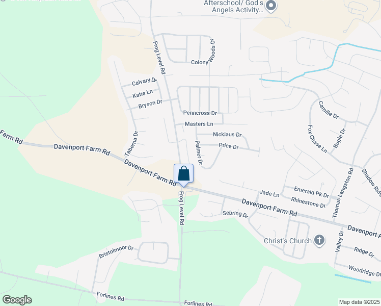 map of restaurants, bars, coffee shops, grocery stores, and more near 3808 Palmer Drive in Greenville