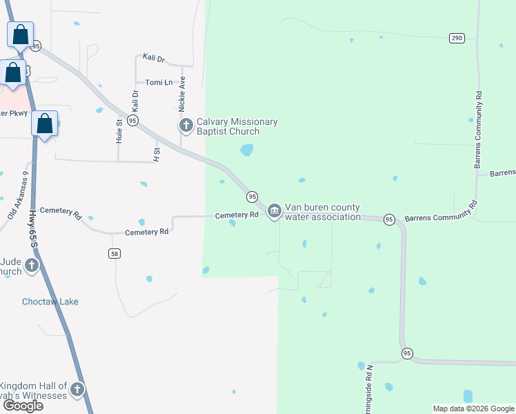map of restaurants, bars, coffee shops, grocery stores, and more near 976 Arkansas 95 in Clinton