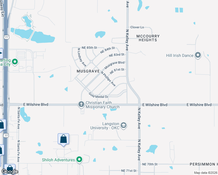 map of restaurants, bars, coffee shops, grocery stores, and more near 717 Northeast 79th Place in Oklahoma City