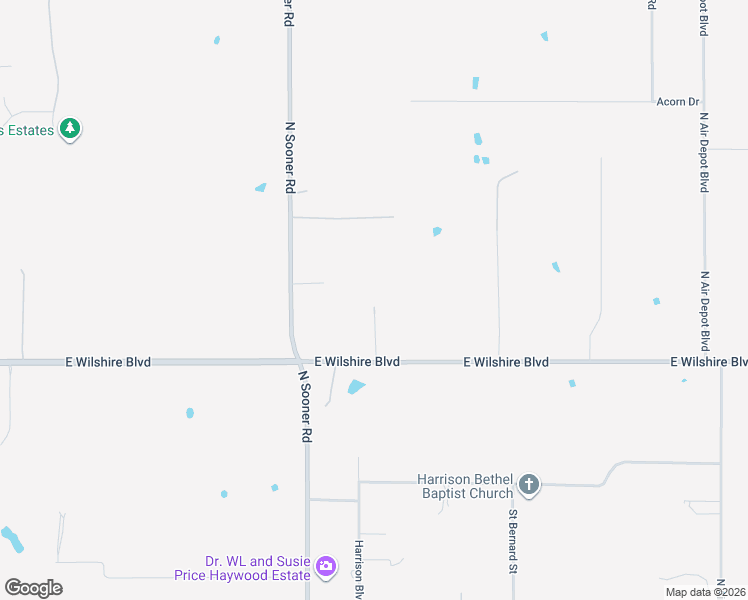 map of restaurants, bars, coffee shops, grocery stores, and more near 5833 East Wilshire Boulevard in Oklahoma City