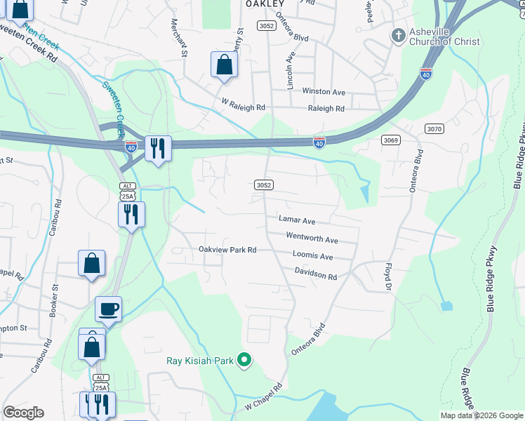 map of restaurants, bars, coffee shops, grocery stores, and more near 4 Pinnacle View Road in Asheville