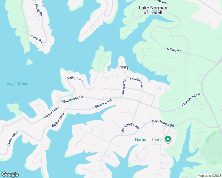 map of restaurants, bars, coffee shops, grocery stores, and more near Pine Bluff Drive in Mooresville