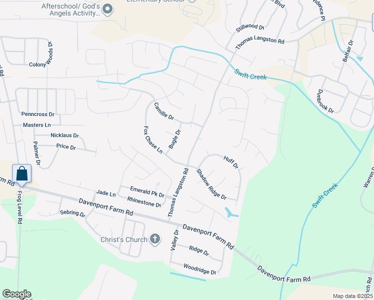 map of restaurants, bars, coffee shops, grocery stores, and more near 2530 Thomas Langston Road in Winterville