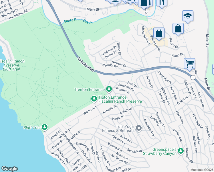 map of restaurants, bars, coffee shops, grocery stores, and more near 2710 Trenton Avenue in Cambria