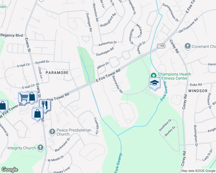 map of restaurants, bars, coffee shops, grocery stores, and more near 4135 Dudleys Grant Drive in Winterville