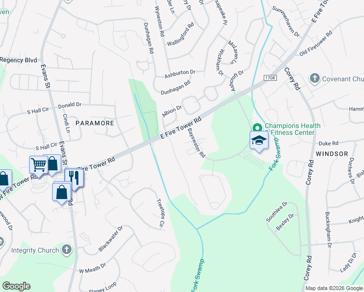 map of restaurants, bars, coffee shops, grocery stores, and more near 4135 Dudleys Grant Drive in Winterville