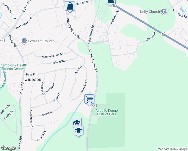 map of restaurants, bars, coffee shops, grocery stores, and more near 4330 County Home Road in Greenville