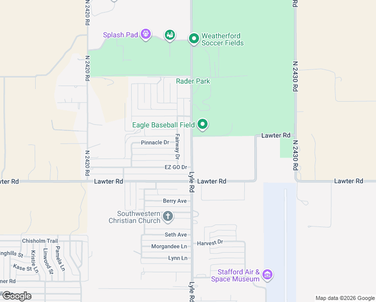 map of restaurants, bars, coffee shops, grocery stores, and more near 3008 Fairway Drive in Weatherford