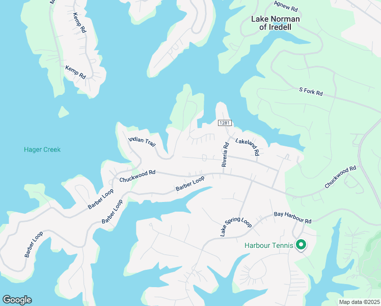 map of restaurants, bars, coffee shops, grocery stores, and more near Pine Bluff Drive in Mooresville