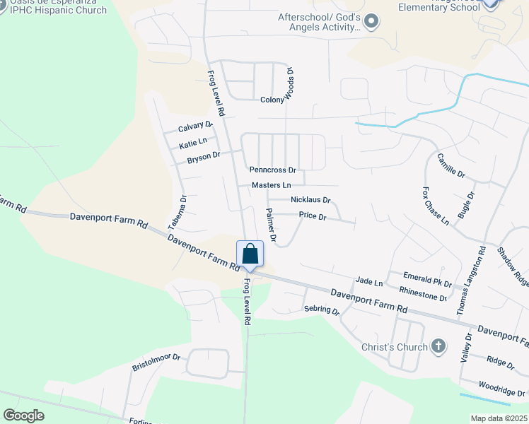 map of restaurants, bars, coffee shops, grocery stores, and more near 3608 Palmer Drive in Greenville