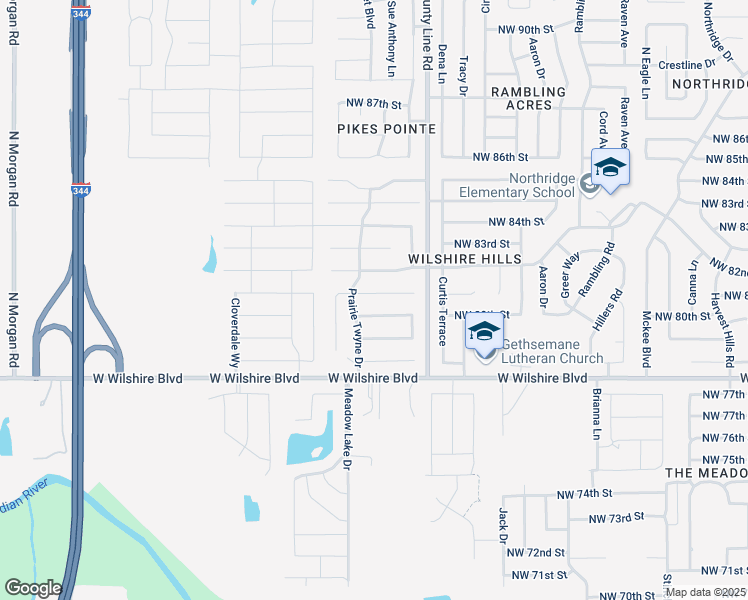 map of restaurants, bars, coffee shops, grocery stores, and more near 9045 Northwest 81st Street in Yukon