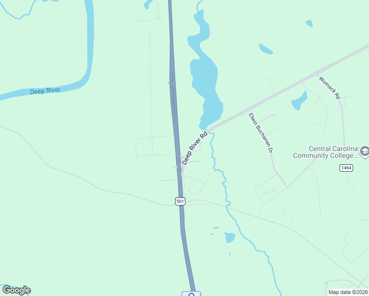 map of restaurants, bars, coffee shops, grocery stores, and more near 97 Deep River Road in Sanford