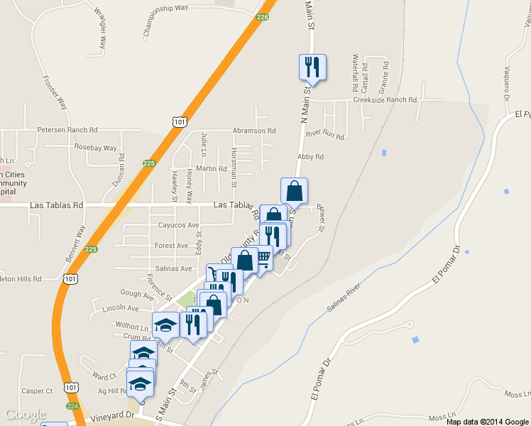 map of restaurants, bars, coffee shops, grocery stores, and more near 96 Old County Road in Templeton