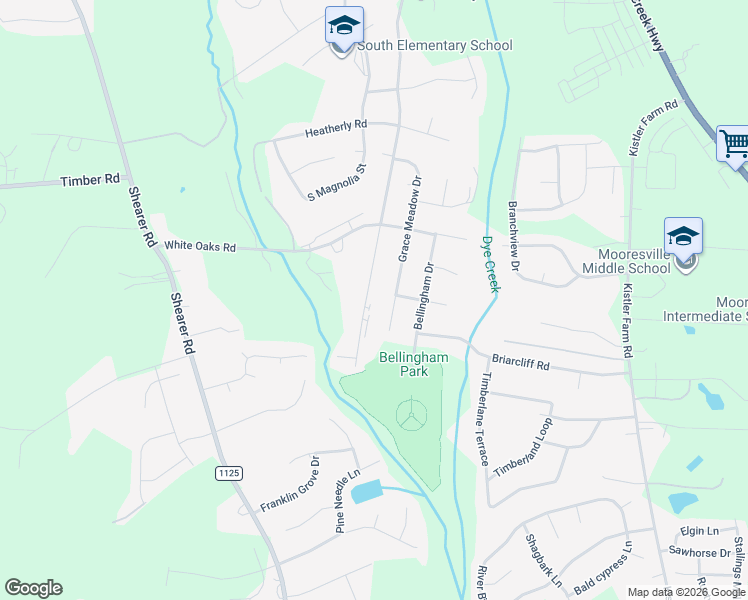 map of restaurants, bars, coffee shops, grocery stores, and more near 1247 Fieldstone Road in Mooresville