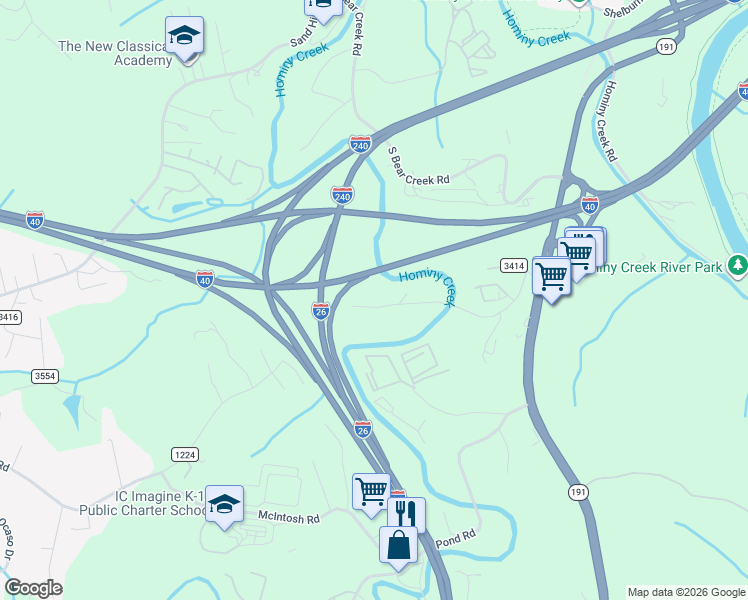 map of restaurants, bars, coffee shops, grocery stores, and more near 212 East Oakview Road in Asheville