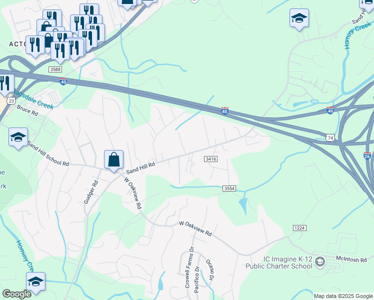 map of restaurants, bars, coffee shops, grocery stores, and more near 1 Catalina Court in Asheville