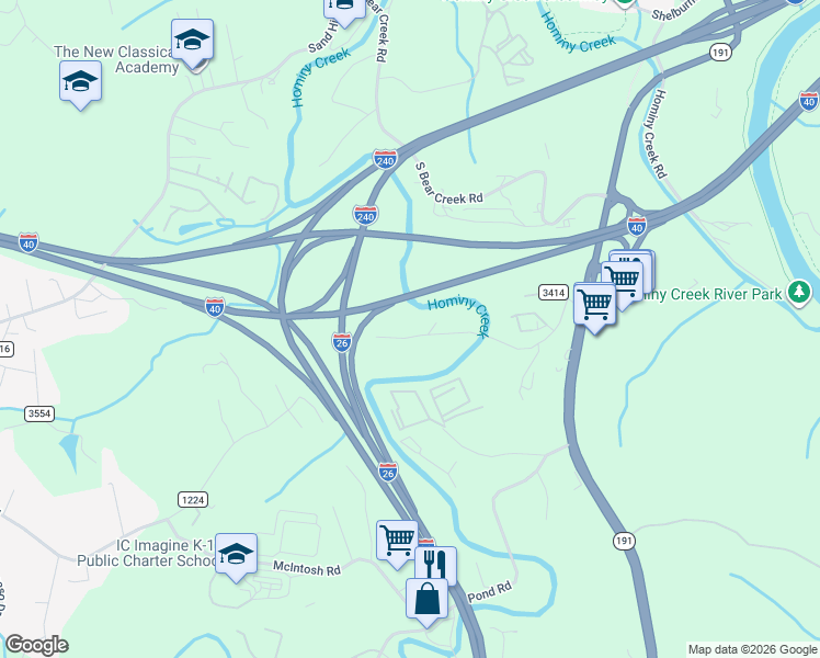 map of restaurants, bars, coffee shops, grocery stores, and more near 212 East Oakview Road in Asheville