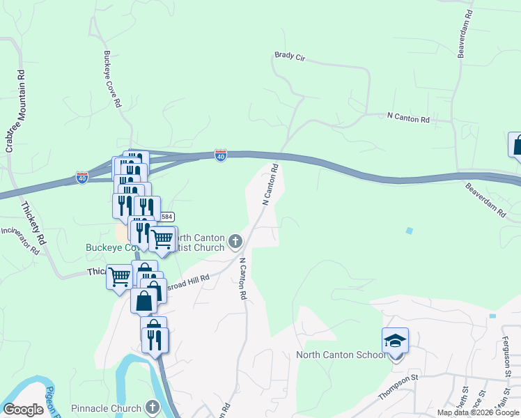 map of restaurants, bars, coffee shops, grocery stores, and more near 901 North Canton Road in Canton
