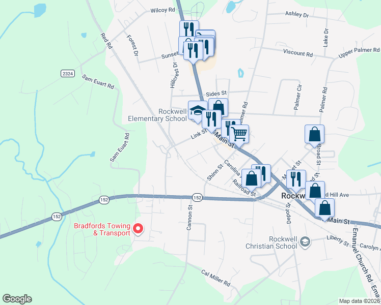 map of restaurants, bars, coffee shops, grocery stores, and more near 304 Crescent Street in Rockwell