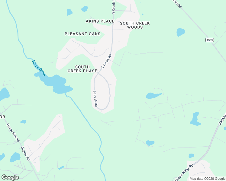 map of restaurants, bars, coffee shops, grocery stores, and more near 8894 South Creek Road in Johnston County