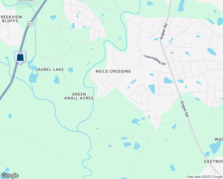 map of restaurants, bars, coffee shops, grocery stores, and more near 1433 Andersonwood Drive in Fuquay Varina
