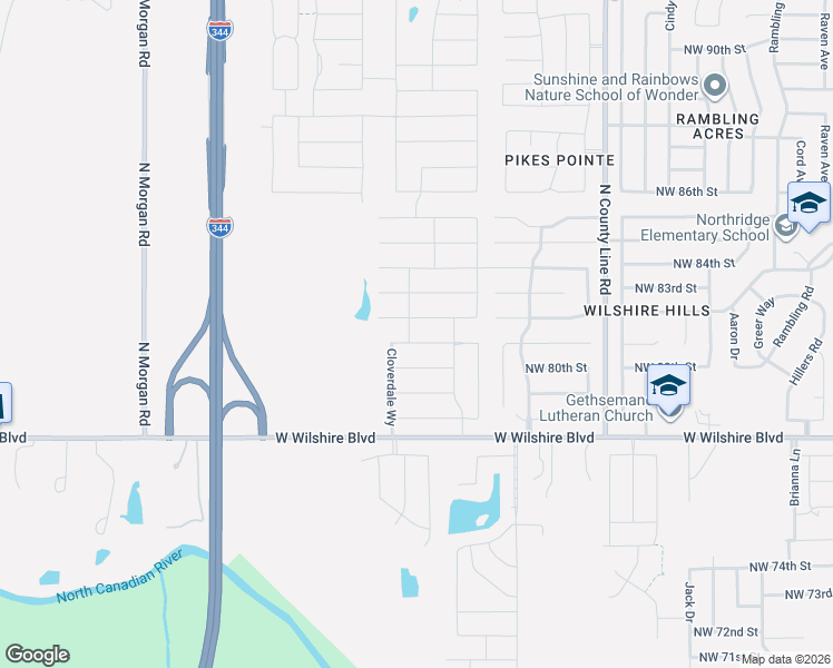 map of restaurants, bars, coffee shops, grocery stores, and more near 9309 Northwest 81st Street in Yukon