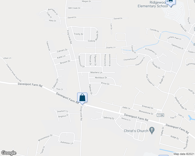 map of restaurants, bars, coffee shops, grocery stores, and more near 1116b Nicklaus Drive in Greenville