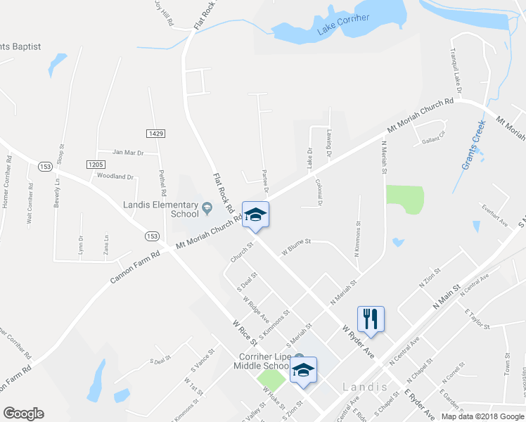 map of restaurants, bars, coffee shops, grocery stores, and more near 1335 Mount Moriah Church Road in China Grove