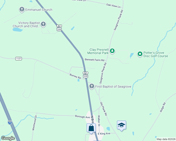 map of restaurants, bars, coffee shops, grocery stores, and more near 7805 U.S. 220 Alternate in Asheboro
