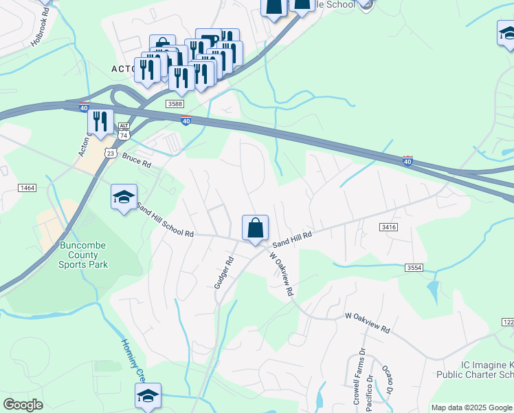 map of restaurants, bars, coffee shops, grocery stores, and more near 41 Grandview Road in Asheville