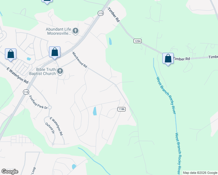 map of restaurants, bars, coffee shops, grocery stores, and more near 124 Millers Hollow Lane in Mooresville