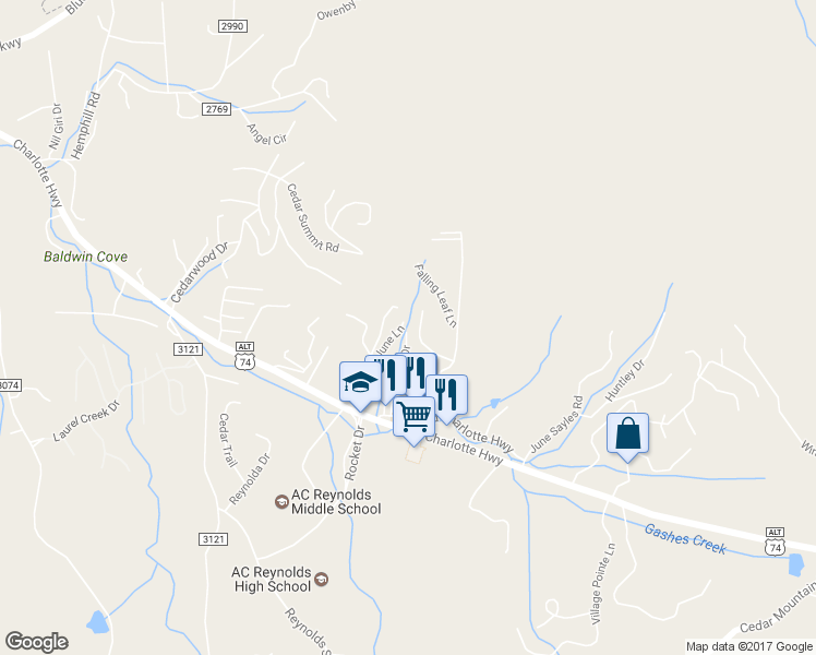 map of restaurants, bars, coffee shops, grocery stores, and more near 41 Curci Drive in Asheville