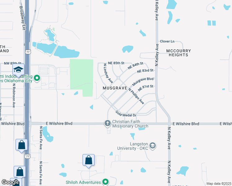 map of restaurants, bars, coffee shops, grocery stores, and more near 724 Northeast 83rd Street in Oklahoma City