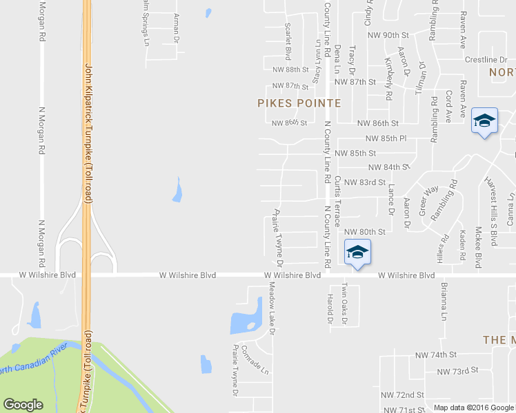 map of restaurants, bars, coffee shops, grocery stores, and more near 9120 Northwest 82nd Street in Yukon