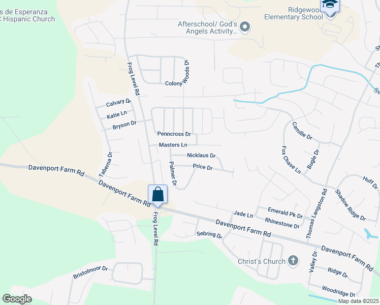 map of restaurants, bars, coffee shops, grocery stores, and more near 1116b Nicklaus Drive in Greenville