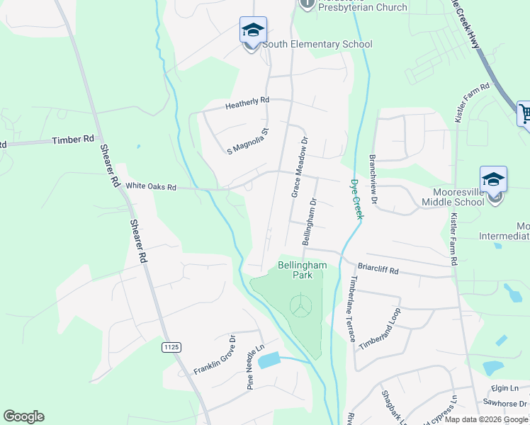 map of restaurants, bars, coffee shops, grocery stores, and more near 1247 Fieldstone Road in Mooresville