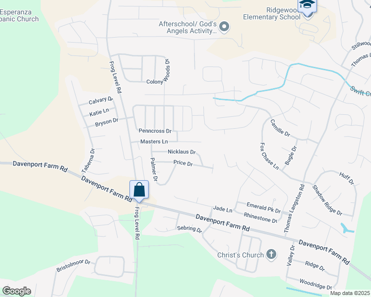 map of restaurants, bars, coffee shops, grocery stores, and more near 1137 Nicklaus Drive in Greenville