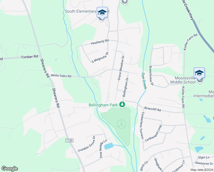 map of restaurants, bars, coffee shops, grocery stores, and more near 1247 Fieldstone Road in Mooresville