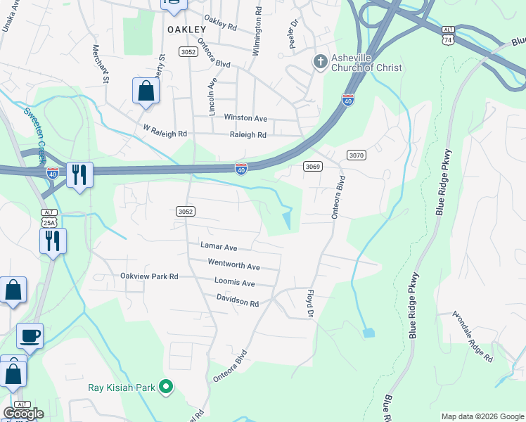 map of restaurants, bars, coffee shops, grocery stores, and more near 60 Fox Drive in Asheville