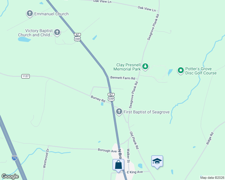 map of restaurants, bars, coffee shops, grocery stores, and more near 7805 U.S. 220 Alternate in Asheboro